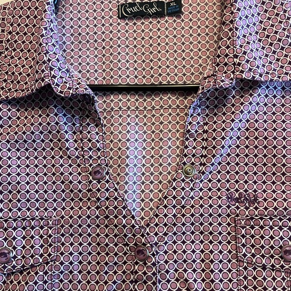 Cruel Girl Women’s Purple with Pink Polkadot long sleeve blouse, size XL. - Picture 4 of 5